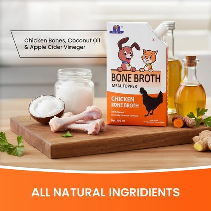 Dr.Pets Chicken Bone Broth for Dogs & Cats, Dog Food Meal Topper, Human Grade Preservative Free, Dog Treats for All Life Stages, Natural Supplements, Pack of 3 (100 ML) Dr.Pets