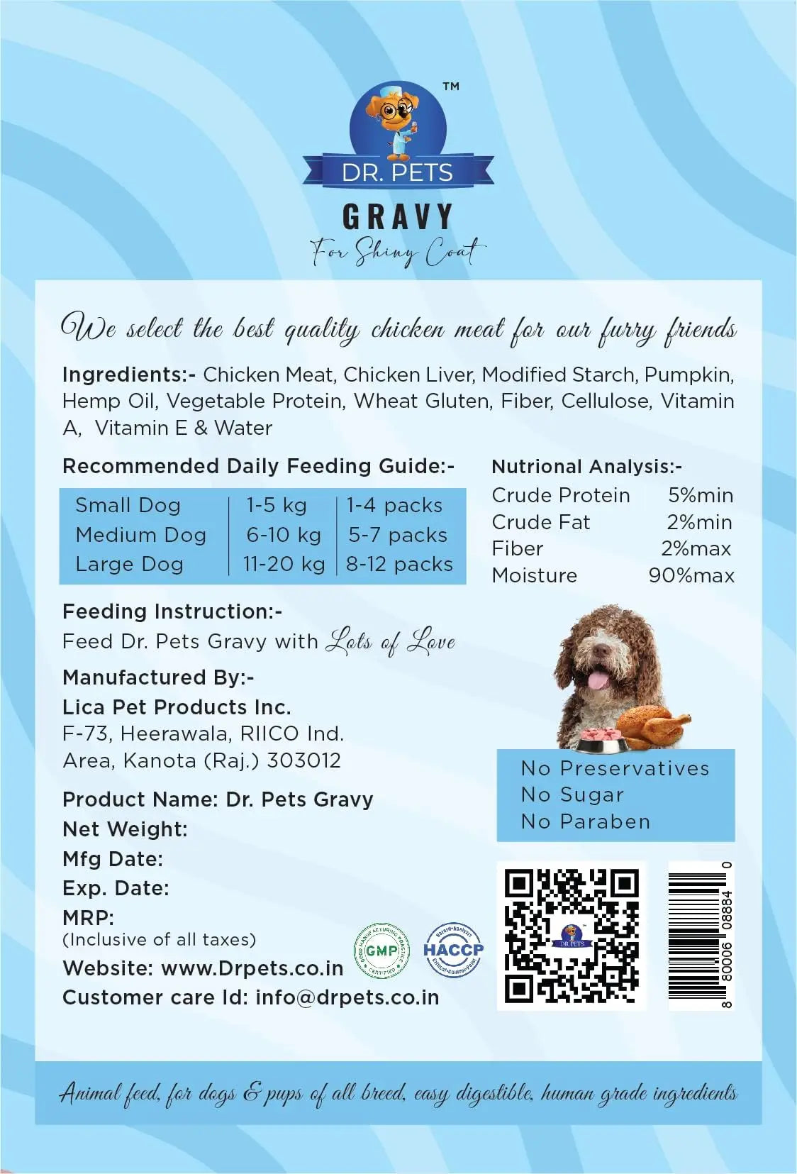Dr.Pets Gluten & Preservative Free Dog Wet Food (Gravy) | Balanced Meal with High Protein Chicken & Liver Chunks for Adult Dogs & Puppies | No Added Sugar & Paraben | 85 g (Pack of 12) Dr.Pets