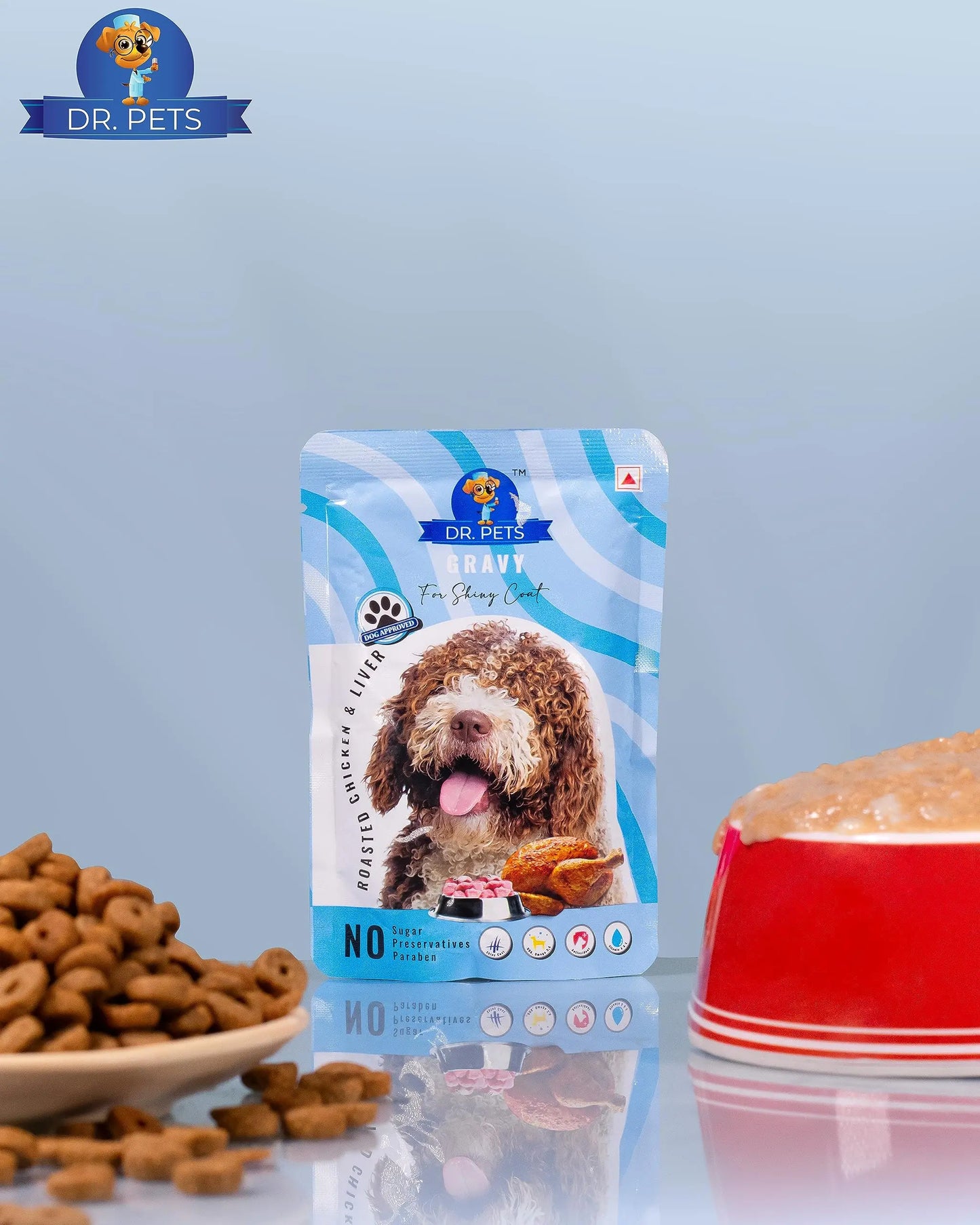 Dr.Pets Gluten & Preservative Free Dog Wet Food (Gravy) | Balanced Meal with High Protein Chicken & Liver Chunks for Adult Dogs & Puppies | No Added Sugar & Paraben | 85 g (Pack of 12) Dr.Pets