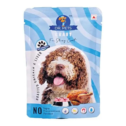 Dr.Pets Gluten & Preservative Free Dog Wet Food (Gravy) | Balanced Meal with High Protein Chicken & Liver Chunks for Adult Dogs & Puppies | No Added Sugar & Paraben | 85 g (Pack of 12) Dr.Pets