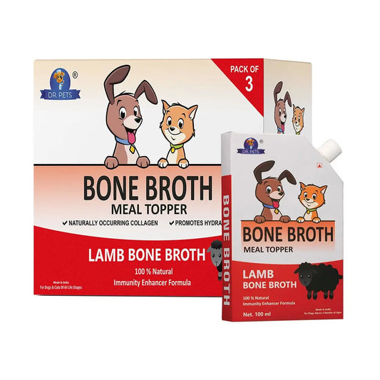 Dr.Pets Lamb Bone Broth for Cats & Dogs (100ml X 3 Pack) Food Topper, Human Grade Preservative Free, Cat/Dog Wet Food Soup for All Life Stages, Natural Supplements with Natural Collagen Dr.Pets
