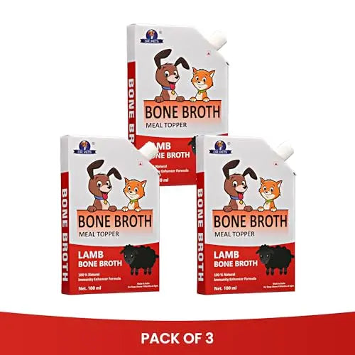 Dr.Pets Lamb Bone Broth for Cats & Dogs (100ml X 3 Pack) Food Topper, Human Grade Preservative Free, Cat/Dog Wet Food Soup for All Life Stages, Natural Supplements with Natural Collagen Dr.Pets