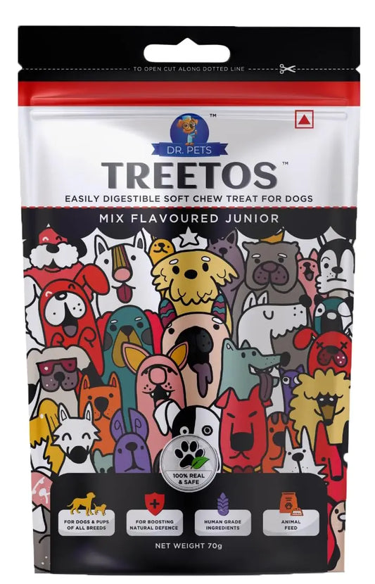Dr.Pets Treetos Dog Food, Chicken Sticks for Dog Chew Stick for All Life Stages, Dog Treats for Adult Dog & Puppies, Gluten-Free, Soft & Chewy Texture, Mix Flavor 70g Pack of 1 Dr.Pets