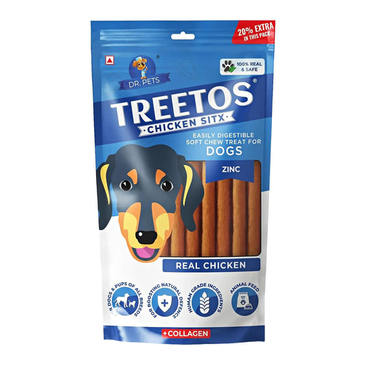 Dr.Pets Treetos Dog Food, Chicken Sticks for Dog Chew Stick for All Life Stages, Dog Treats for Adult Dog & Puppies, Gluten-Free, Soft & Chewy Texture, Real Chicken Flavor 70g Pack of 1 Dr.Pets