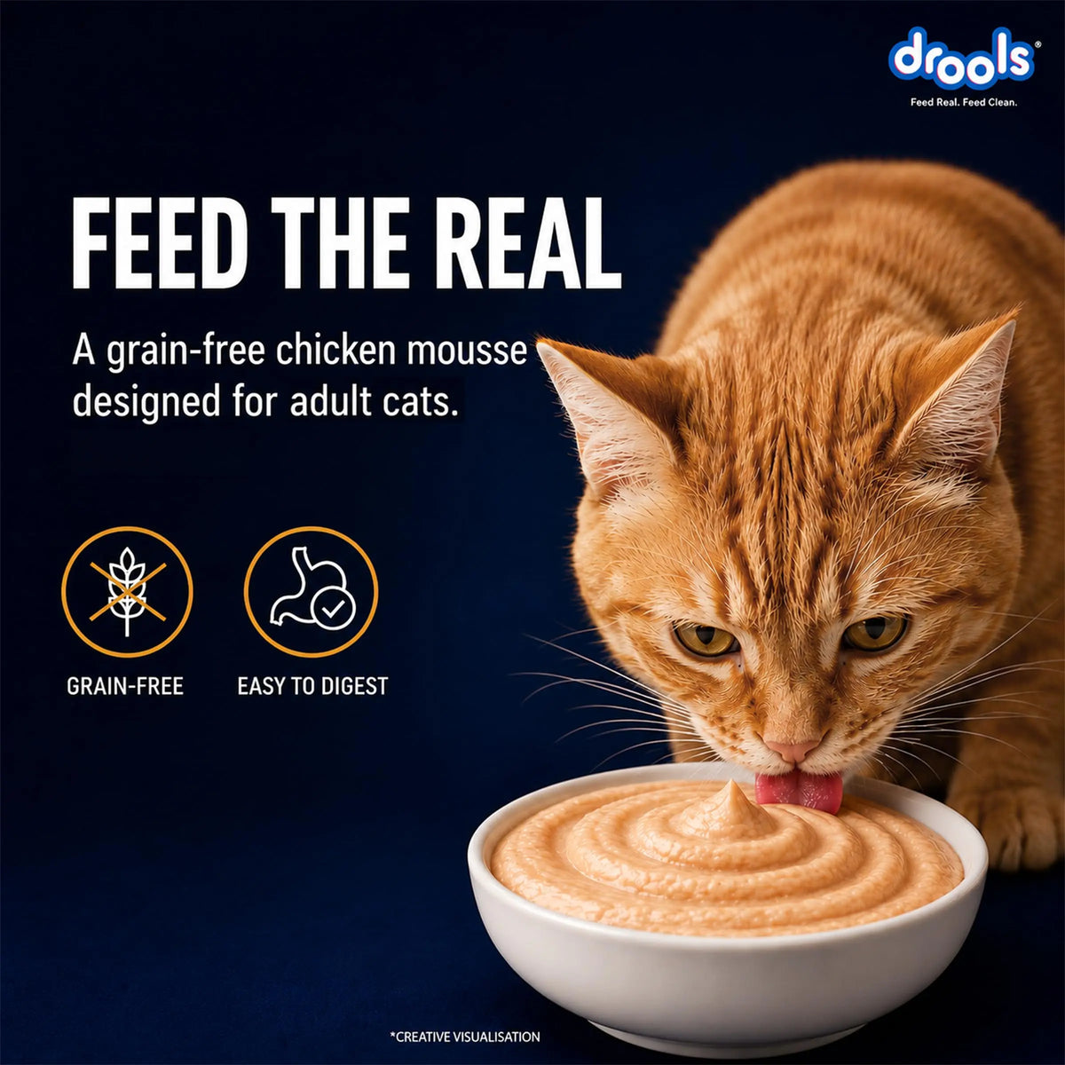 Drools Adult Cat Wet Mousse 80g Pack of 5, Total 400g | Chicken Flavour | Rich in Protein | Promotes Hydration & Easy to Digest | Packed with Essential Vitamins & Antioxidants Drools