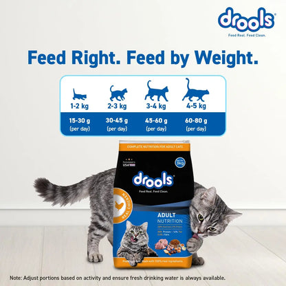 Drools Adult Dry Cat Food 3kg | Real Chicken | Skin Health | Hairball Protection | Vision Support | Complete Nutrition Drools
