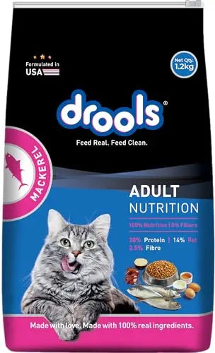 Drools Adult Dry Cat Food, Mackerel Flavour 1.2 Kg Pack Drools