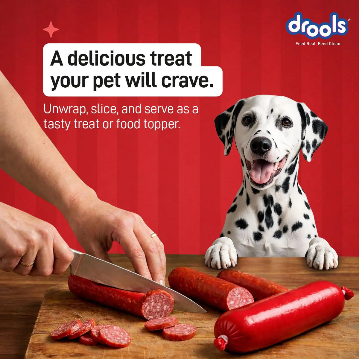 Drools Adult & Puppy Sausage for Dog, 450g | Chicken Flavour | High Protein | Treat & Food Topper | Grain Free | Best for Training & Bonding | No Preservatives Drools