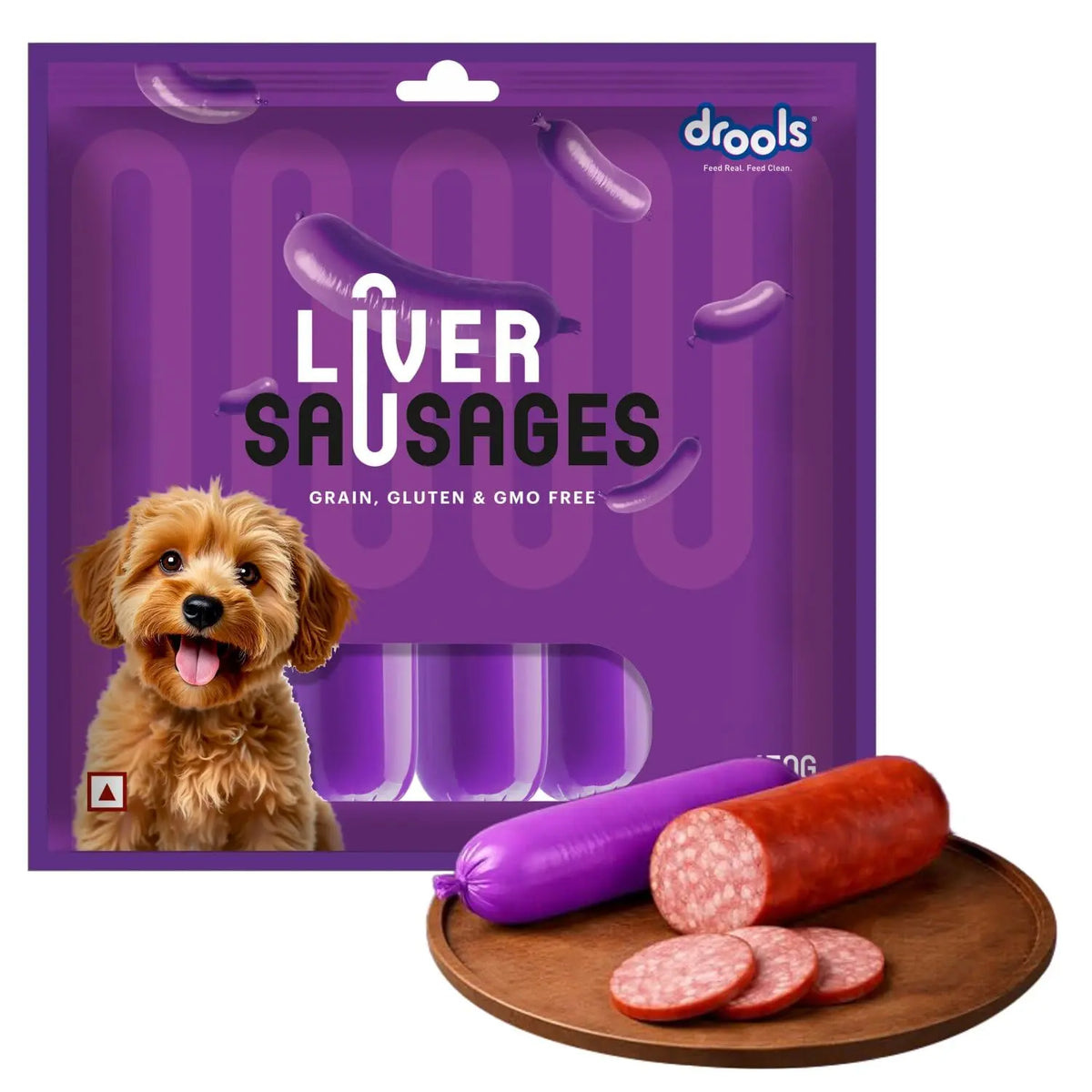 Drools Adult & Puppy Sausage for Dog, 450g | Liver Flavour | High Protein | Treat & Food Topper | Grain Free | Best for Training & Bonding | No Preservatives Drools