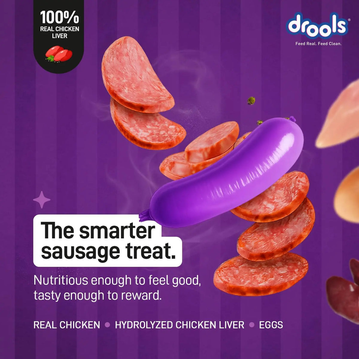 Drools Adult & Puppy Sausage for Dog, 450g | Liver Flavour | High Protein | Treat & Food Topper | Grain Free | Best for Training & Bonding | No Preservatives Drools