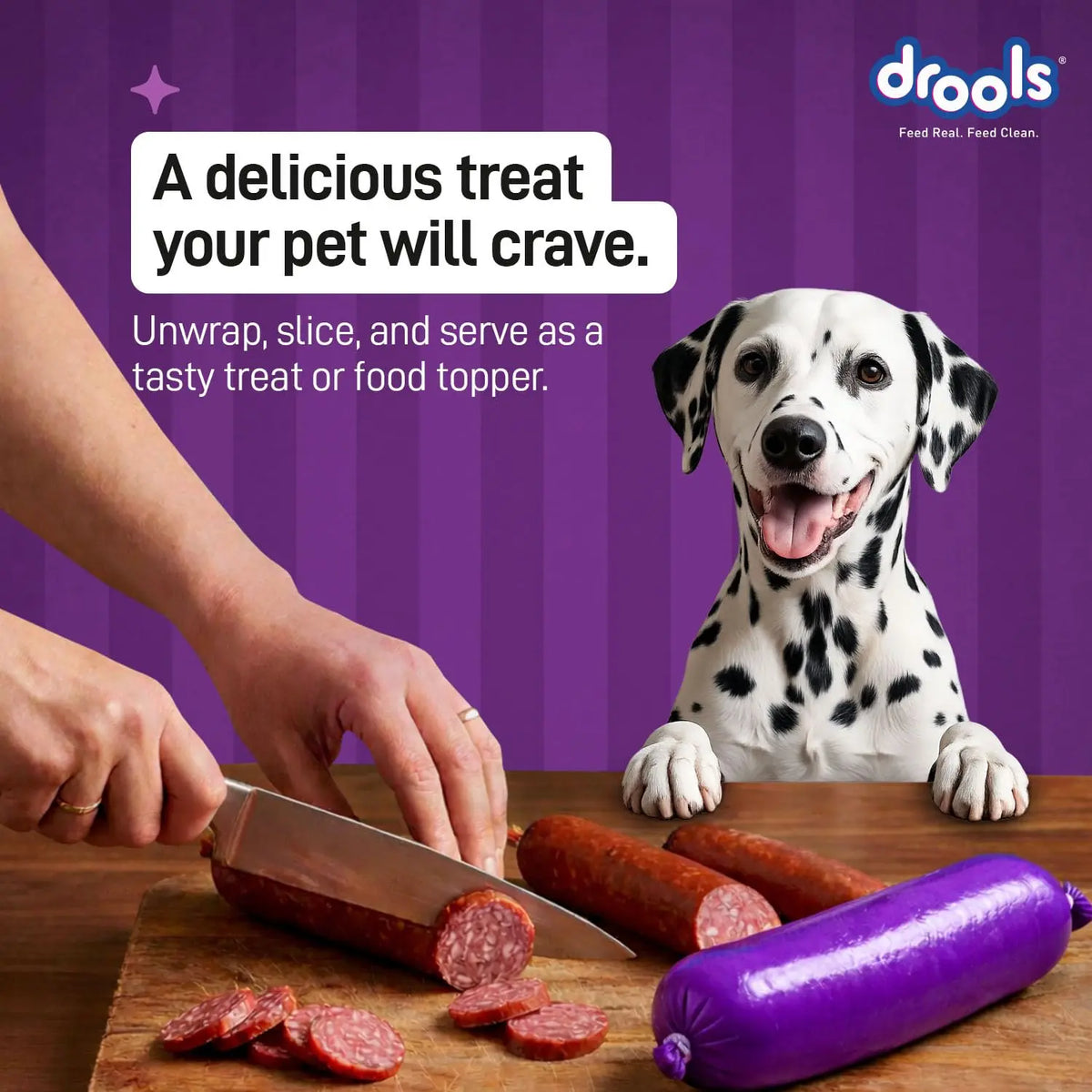 Drools Adult & Puppy Sausage for Dog, 450g | Liver Flavour | High Protein | Treat & Food Topper | Grain Free | Best for Training & Bonding | No Preservatives Drools