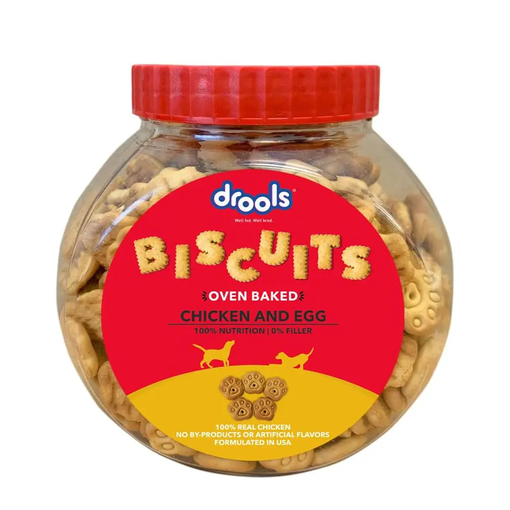 Drools All Life Stages Dog Treat Biscuits 400g Jar | Real Chicken Flavour | All Breed Formula | Promotes Lustrous Skin & Coat | Vitamins & Minerals | Reduces Tartar Build Up Drools