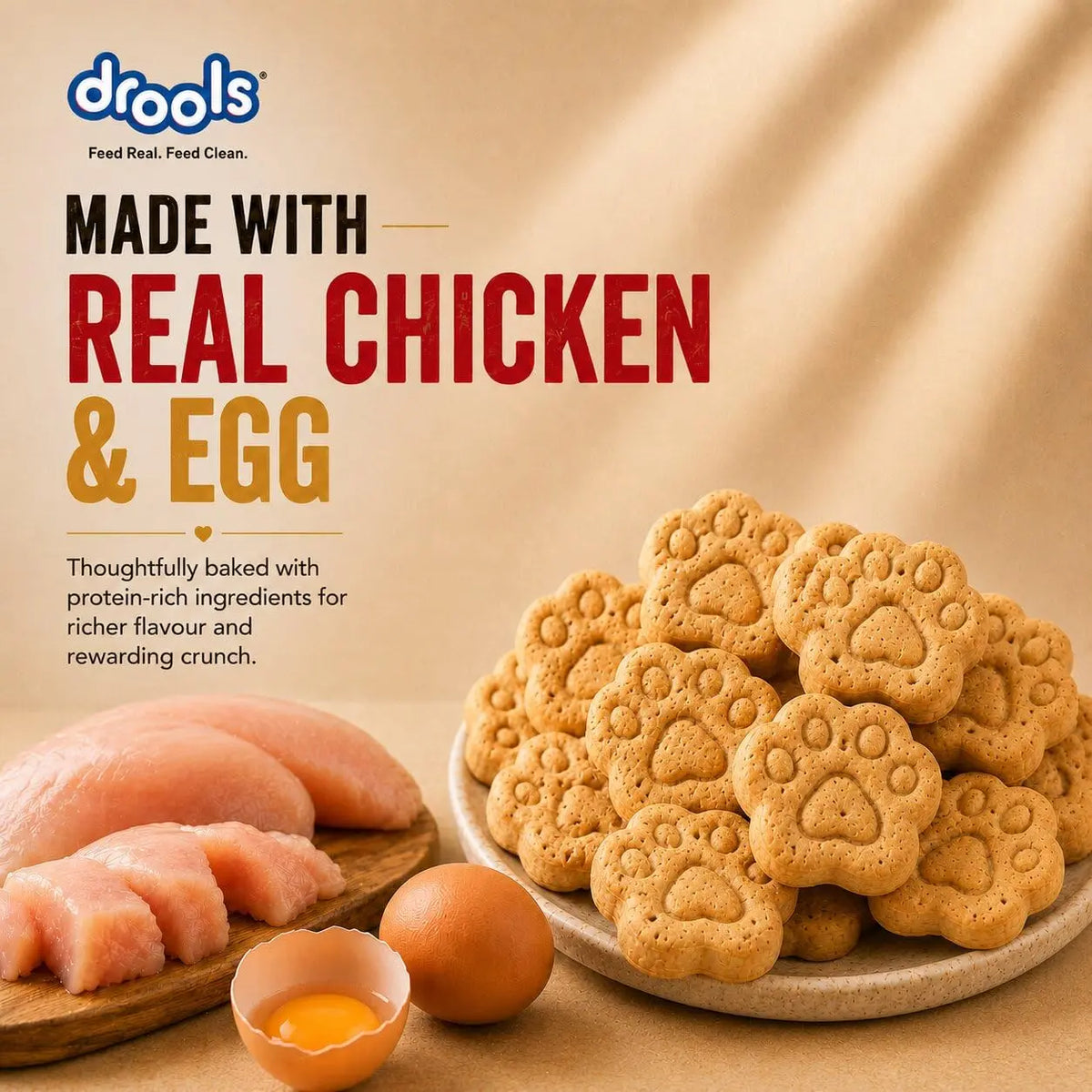 Drools All Life Stages Dog Treat Biscuits 400g Jar | Real Chicken Flavour | All Breed Formula | Promotes Lustrous Skin & Coat | Vitamins & Minerals | Reduces Tartar Build Up Drools