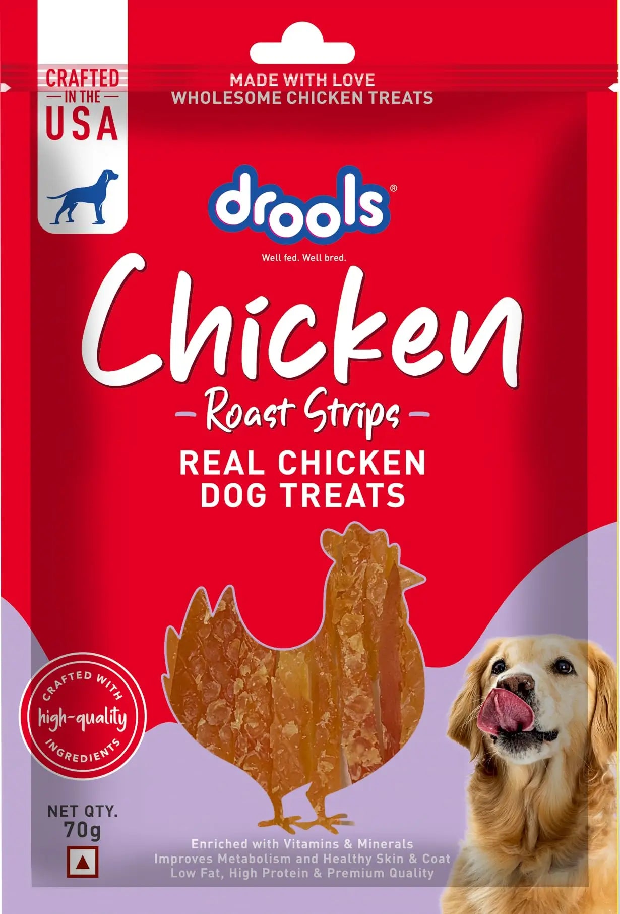 Drools Chicken RoastStrips Dog Treats, 70gm Pack Drools