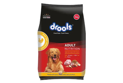 Drools Chicken and Egg Adult Dog Food, 3 kg free calcium bone Amanpetshop