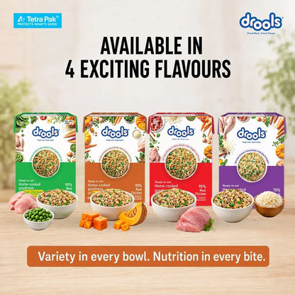 Drools Dog Fresh Food Tetra Pak Real Chicken & Pumpkin, for Adult & Puppy, 350g | High Protein, 90% Real Meat | No Preservatives | Retains Freshness & Flavours | Ready to Serve | One Pack Per Meal Drools