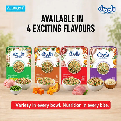 Drools Dog Fresh Food Tetra Pak Real Chicken & Turkey, for Adult & Puppy, 350g | High Protein, 90% Real Meat | No Preservatives | Retains Freshness & Flavours | Ready to Serve | One Pack Per Meal Drools