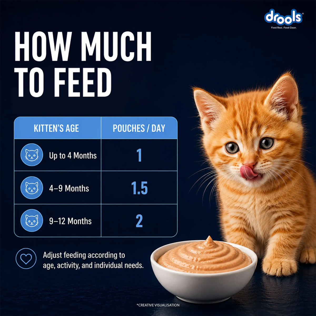 Drools Kitten Wet Mousse 80g Pack of 5, Total 400g | Ocean Fish Flavour | Rich in Protein, Hydrating & Easy to Digest | Essential Vitamins & Antioxidants Drools