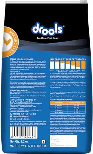 Drools Kitten(1-12 Months) Dry Cat Food, Real Chicken Flavour 1.2 Kg Pack Drools