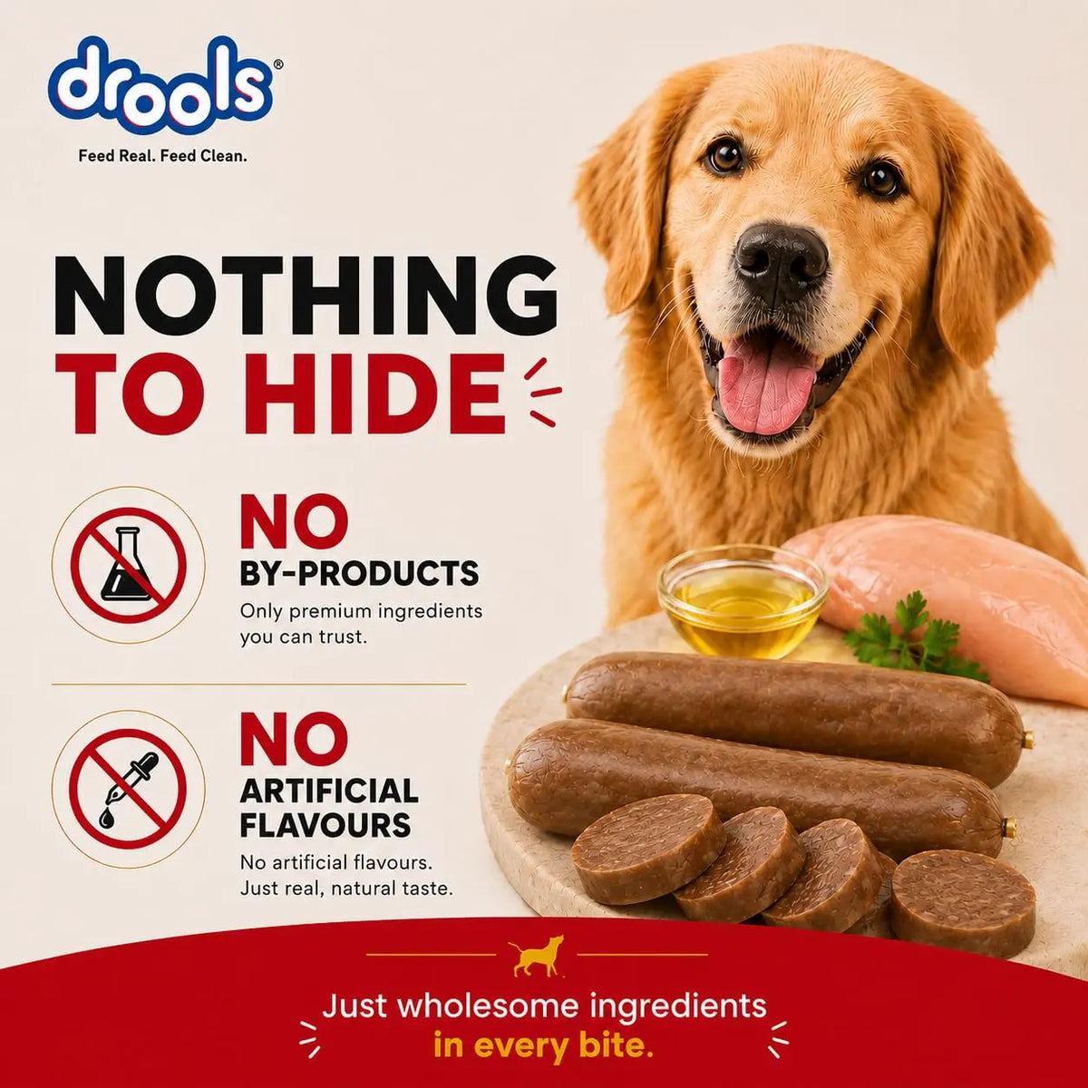 Drools Puppy & Adult Dog Sausage 360g (5+1 Free) | Chicken Flavour | Supports Brain & Vision Development | Promotes Muscle Growth | Aids Digestion & Overall Wellness Drools