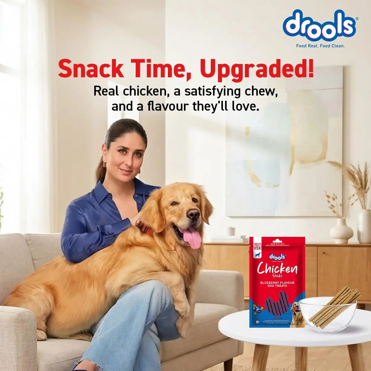 Drools Puppy & Adult Dog Treats Sticks 100g | Blueberry Flavour | Rich in Protein | No Artificial Preservatives | Best for Training & Bonding | Formulated in USA | Premium Treats Drools