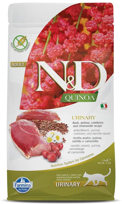 FARMINA N&D Quinoa Urinary Dry Cat Pet Food, Adult, Grain-Free, 1.5-kg, Duck Cranberry and Chamomile FARMINA PET FOODS