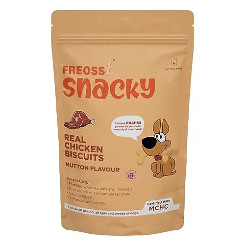 FREOSSI Snacky Real Chicken Biscuits  Mutton Flavour Jar (500 G) FREOSSI