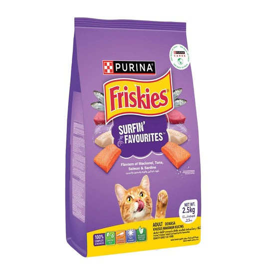 FRISKIES Surfin' Favourites Cat Food, Mackerel Tuna Salmon & Sardine Flavours, 2.5kg, Packet FRISKIES