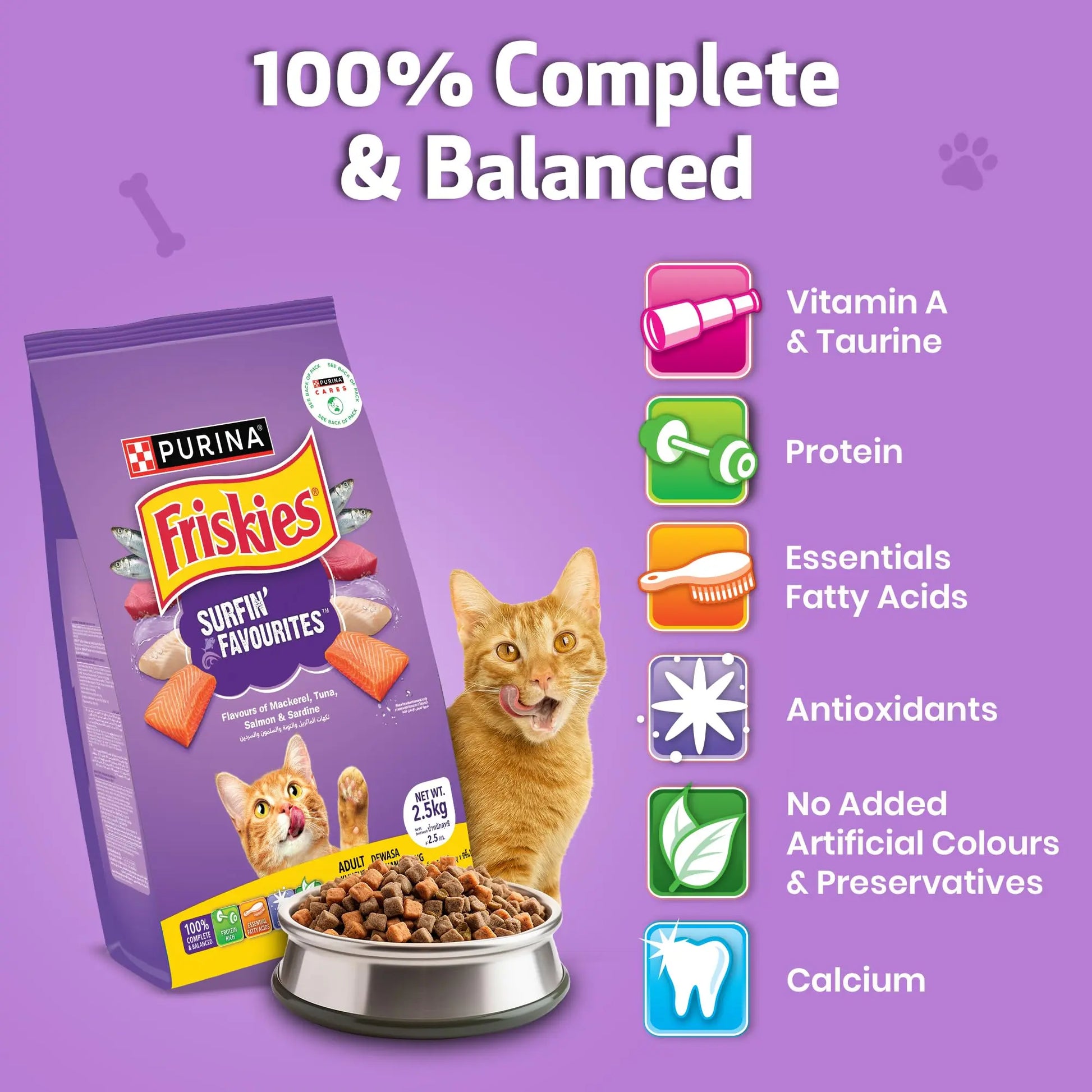 FRISKIES Surfin' Favourites Cat Food, Mackerel Tuna Salmon & Sardine Flavours, 2.5kg, Packet FRISKIES