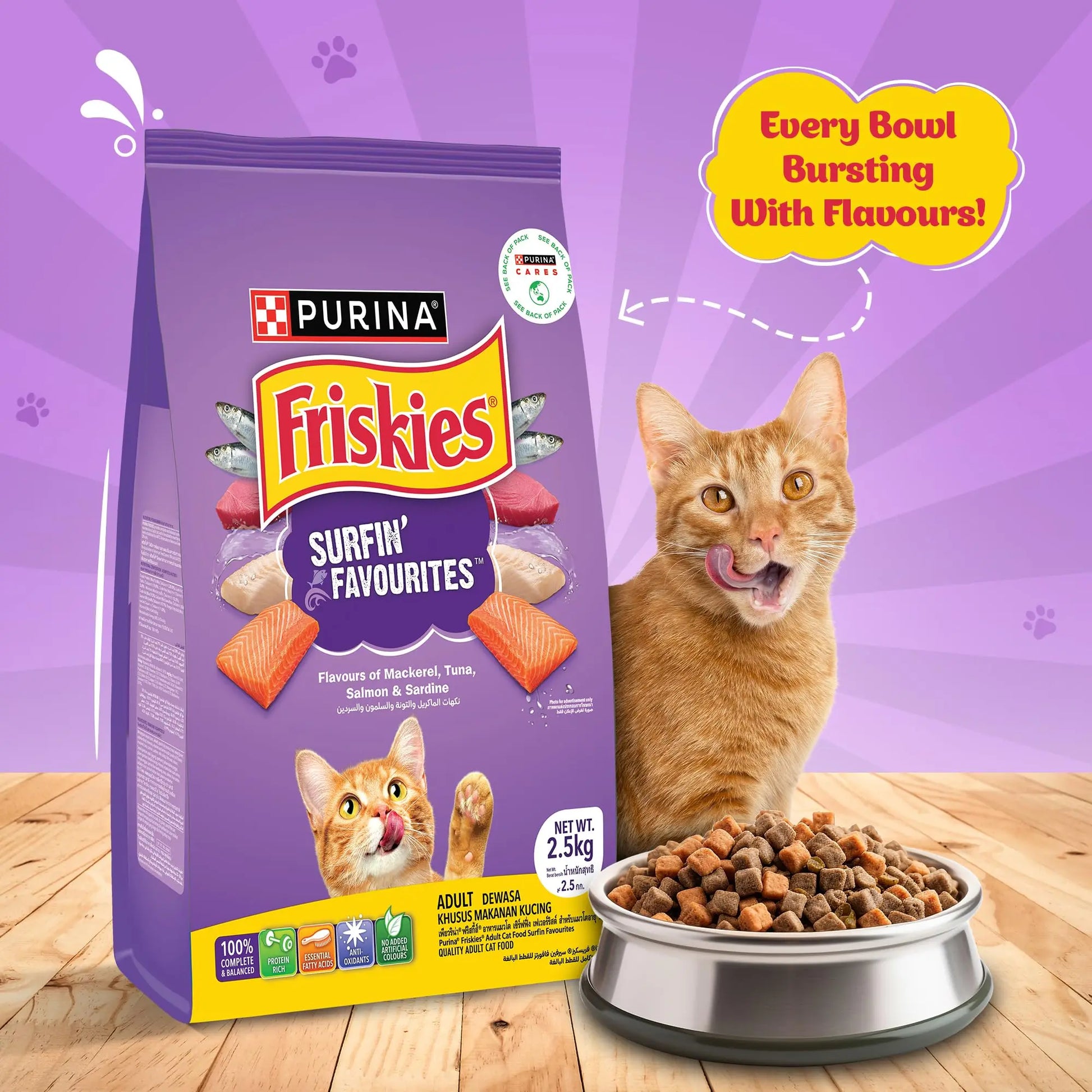 FRISKIES Surfin' Favourites Cat Food, Mackerel Tuna Salmon & Sardine Flavours, 2.5kg, Packet FRISKIES