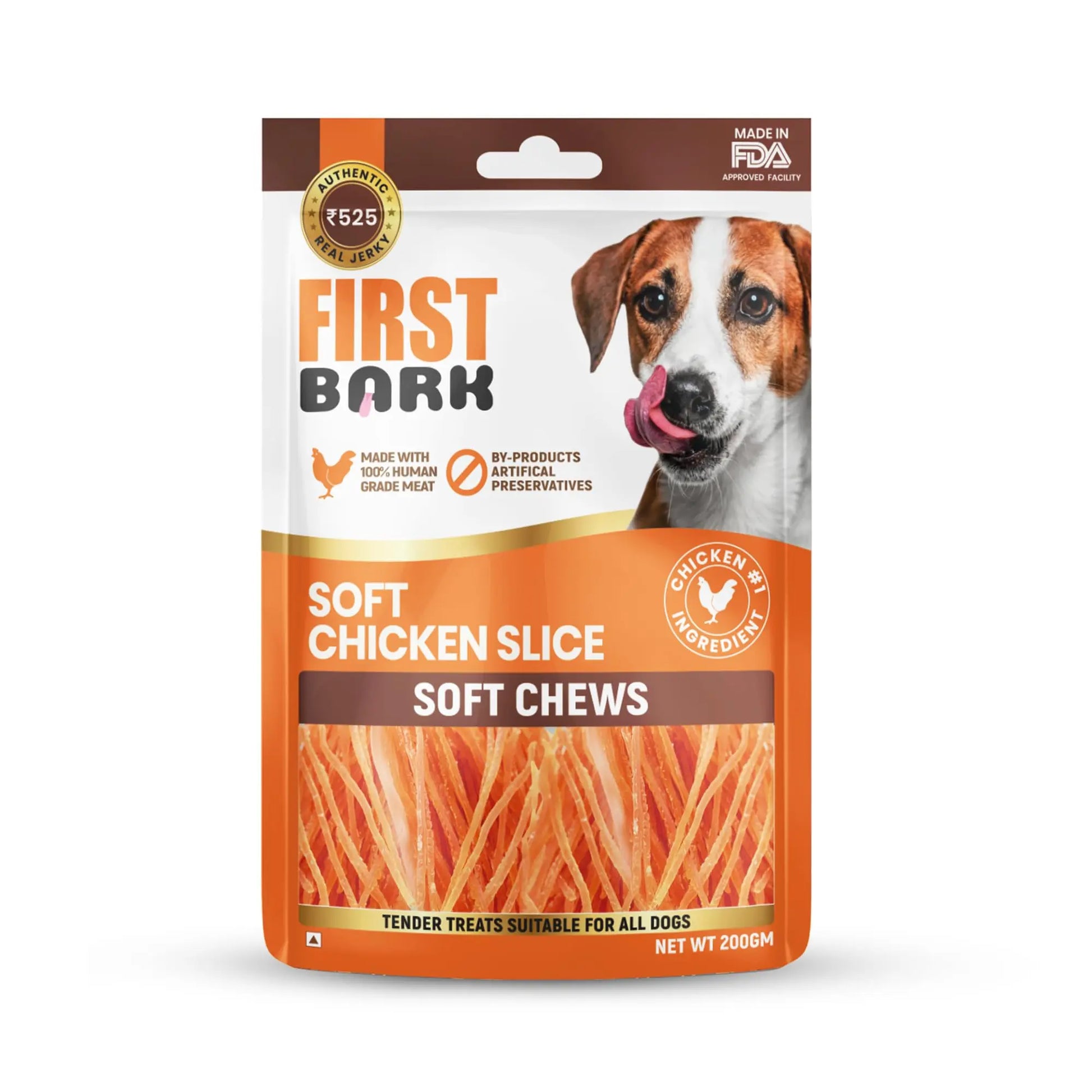 First Bark Dog Treats for Adult Dog & Puppy – Soft Chews Tender Chicken Jerky for Dogs, Small Dogs & Shih Tzu | Easy-to-Chew Puppy Treats & Dog Snacks – Soft Chicken Slice (200g) x1 First Bark