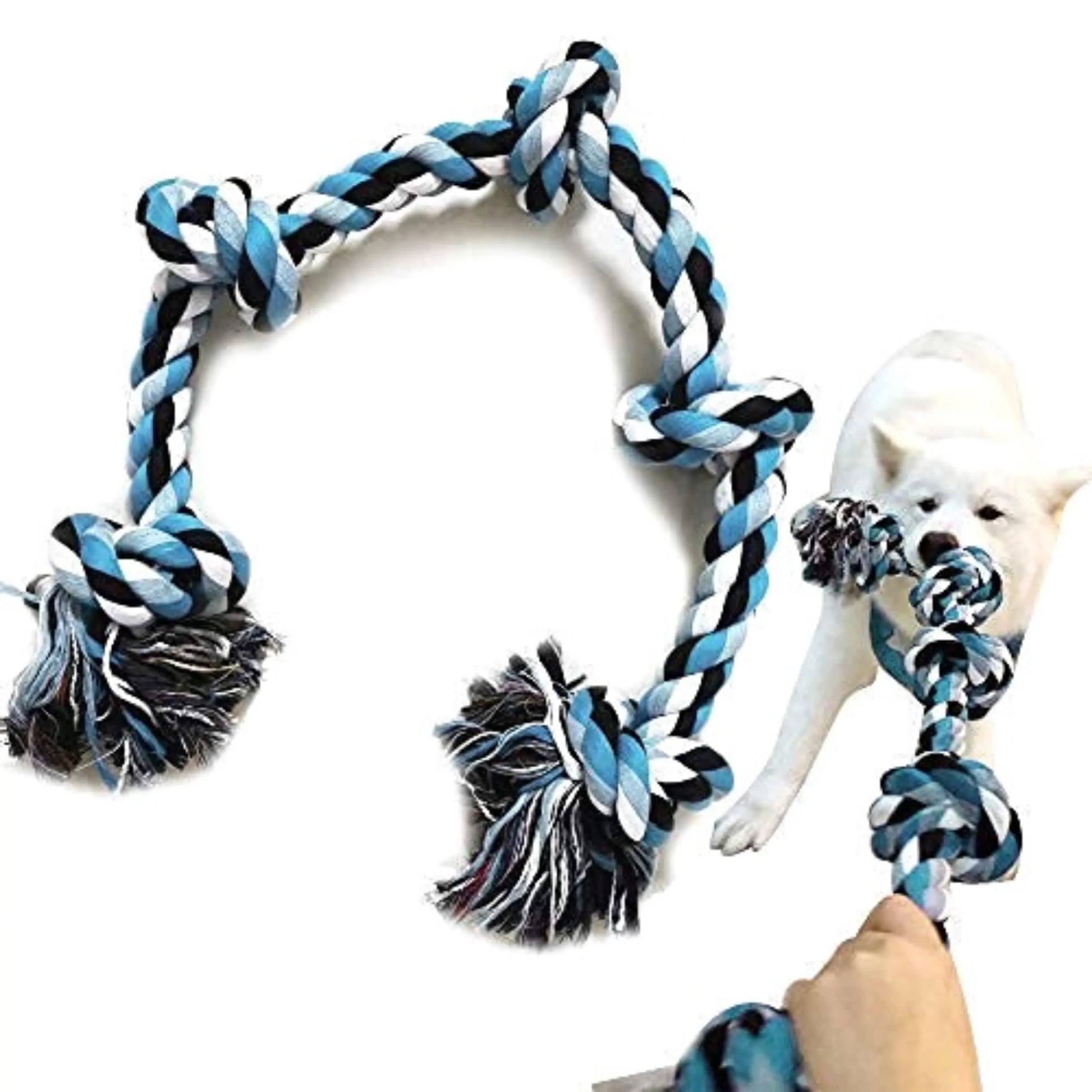 Foodie Puppies Cotton Dog Rope Toy for Aggressive Chewers, Tough Tug of War Large Dog Toys with Knots, Durable Cotton Rope Dog Chew Toy for Medium and Big Dogs- Washable (5 Knots Rope) Foodie Puppies