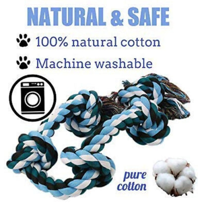 Foodie Puppies Cotton Dog Rope Toy for Aggressive Chewers, Tough Tug of War Large Dog Toys with Knots, Durable Cotton Rope Dog Chew Toy for Medium and Big Dogs- Washable (5 Knots Rope) Foodie Puppies