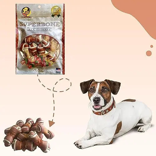 Foodie Puppies SuperBone All Natural Flavour Knotted Dog Treat (BBQ - Pack of 1) | Healthy & Training Treat for All Breed Sizes of Dogs Foodie Puppies