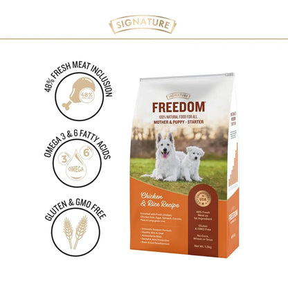Freedom Chicken & Rice Starter (Mother & Puppy) Dog Dry Food - 3 kg DROOLS FREEDOM