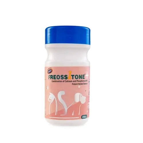 Freossitone + Granules for Dogs, Puppies, Cats & Kittens | 250 gm (Pack of 1) | for All Age Groups | Super Supplement for Healthy & Strong Bones FREOSSI