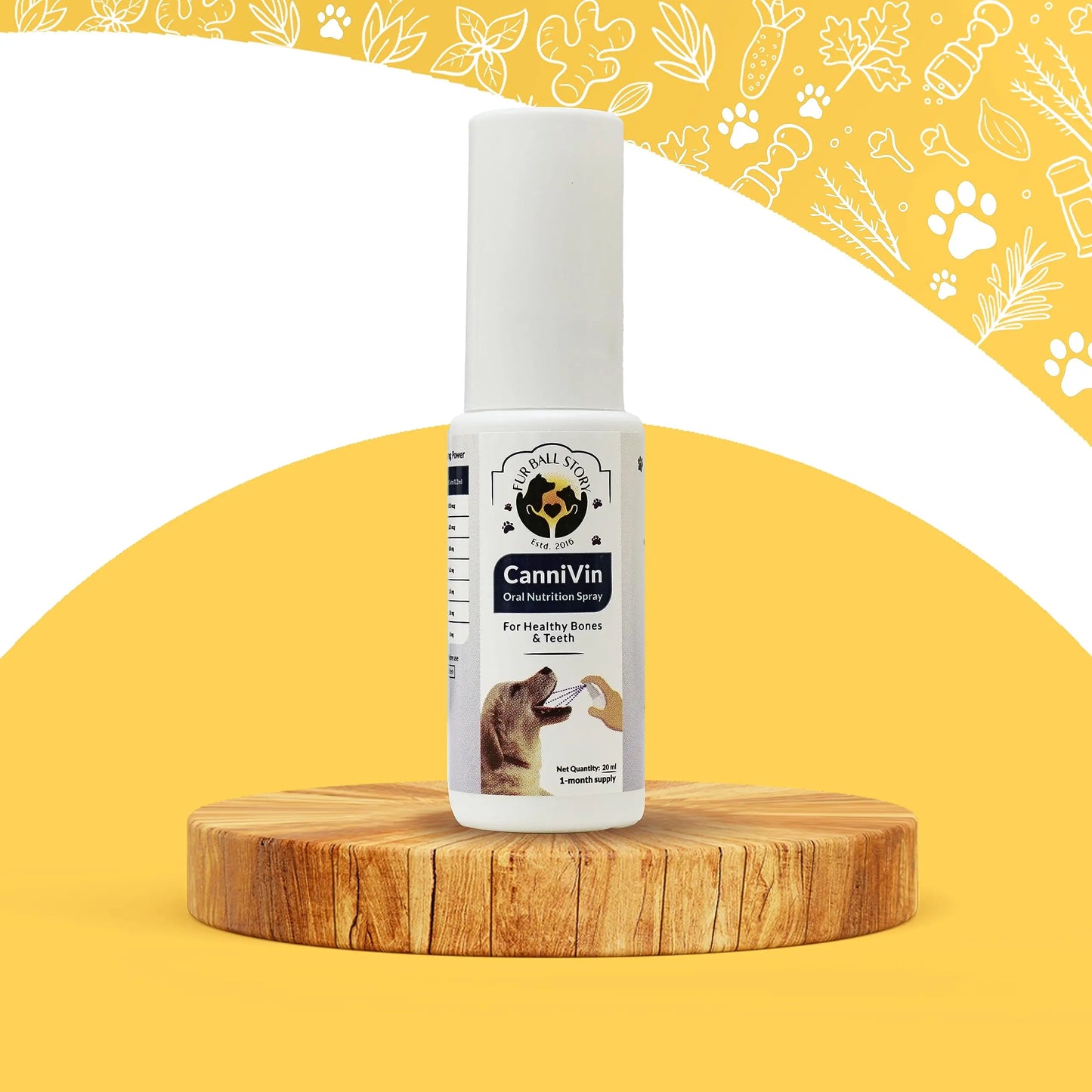 Fur Ball Story Complete Canine Care Combo - CanniVin Oral Spray Combo for Dog's Overall Development | Healthy Skin & Shiny Coat 20ml + Multi-Vitamin 20ml + Healthy Bones & Teeth 20ml Fur Ball Story