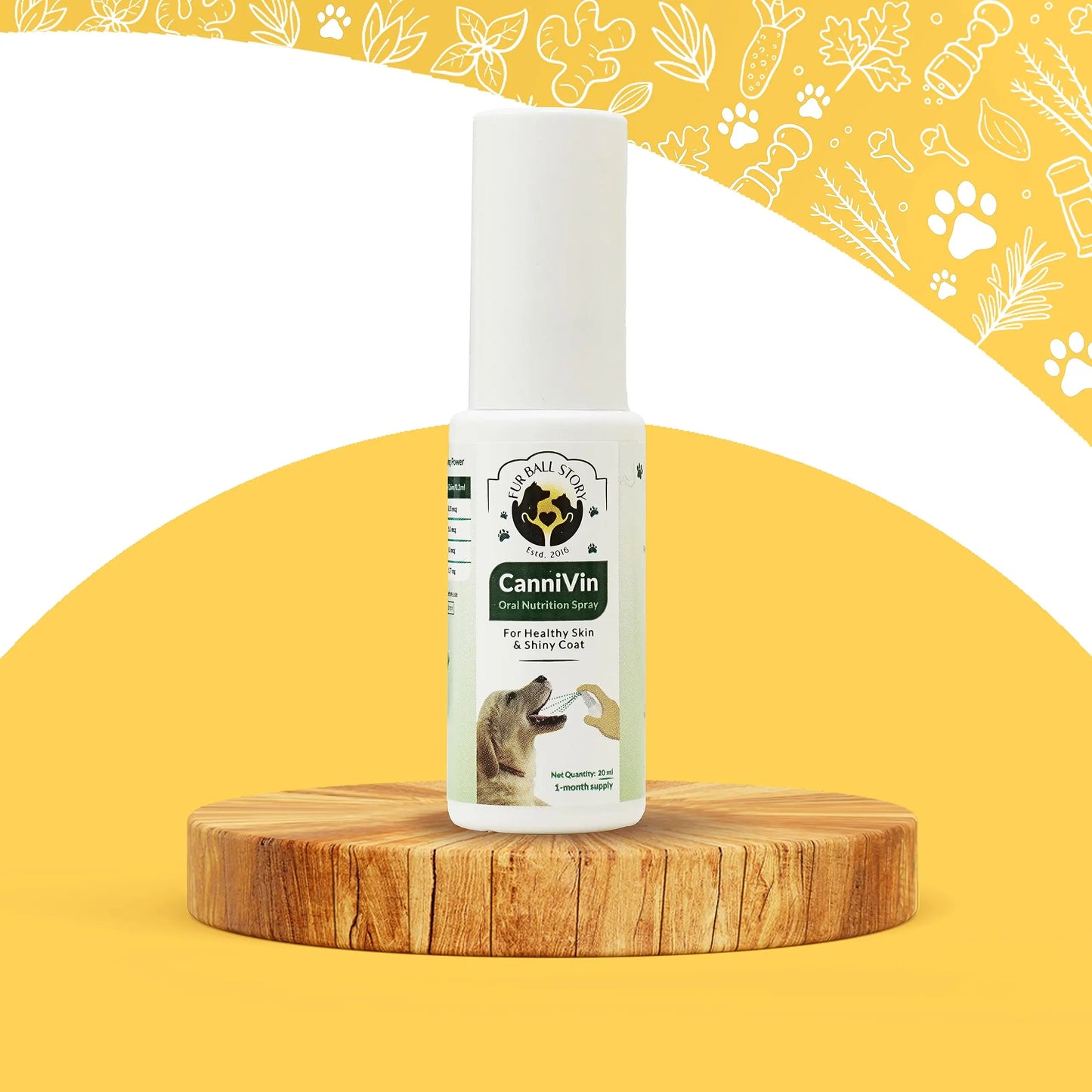Fur Ball Story Complete Canine Care Combo - CanniVin Oral Spray Combo for Dog's Overall Development | Healthy Skin & Shiny Coat 20ml + Multi-Vitamin 20ml + Healthy Bones & Teeth 20ml Fur Ball Story