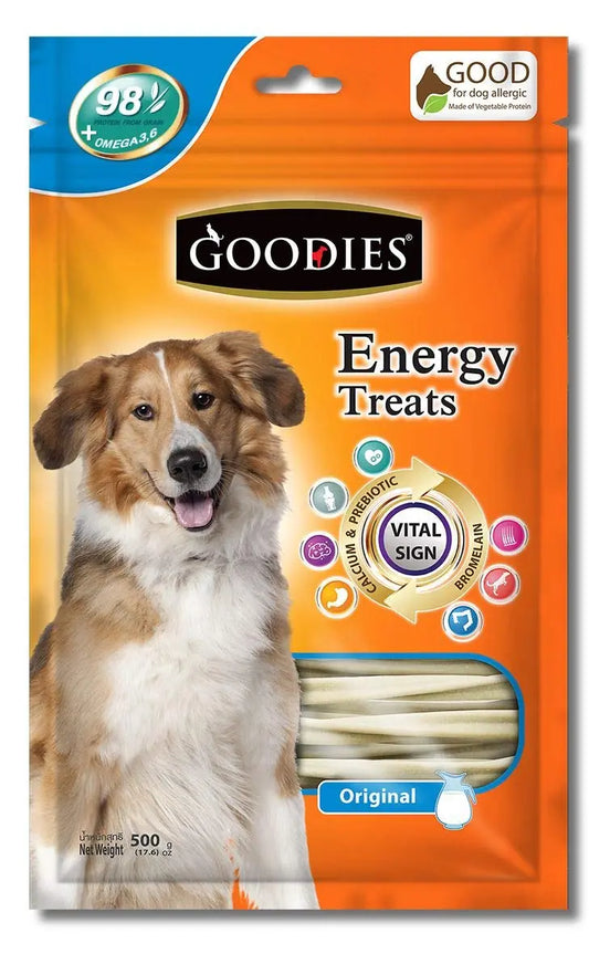 Goodies Dog Energy Treats, Made of Vegetable Protein, 98% Digestible, Healthy Snack & Training Treat, Best for Dog with Meat Allergy, Calcium 500gm (2 X 500g) Goodies