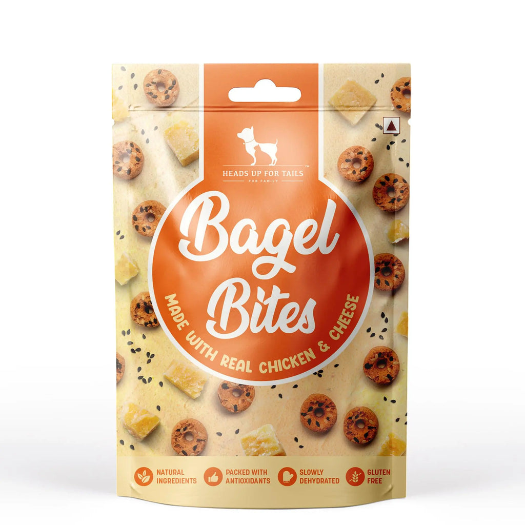 HUFT Bagel Bites Made with Real Chicken & Cheese Dog Treats for Adult Dogs & Puppies | Rich in Protein | Gluten-Free, No Artificial Flavours | Promotes Dental Hygiene & Bone Health | 140 gm Heads Up For Tails