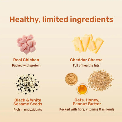 HUFT Bagel Bites Made with Real Chicken & Cheese Dog Treats for Adult Dogs & Puppies | Rich in Protein | Gluten-Free, No Artificial Flavours | Promotes Dental Hygiene & Bone Health | 140 gm Heads Up For Tails