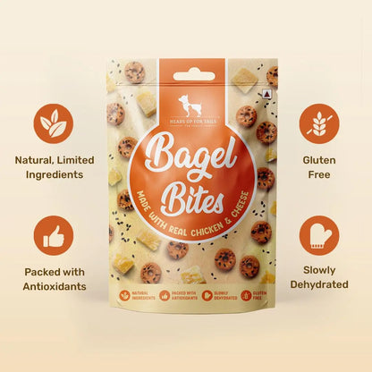 HUFT Bagel Bites Made with Real Chicken & Cheese Dog Treats for Adult Dogs & Puppies | Rich in Protein | Gluten-Free, No Artificial Flavours | Promotes Dental Hygiene & Bone Health | 140 gm Heads Up For Tails