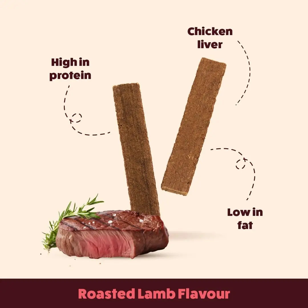 HUFT Chewbarks Roasted Lamb Soft Chew Strips Treat for Dogs | Soft & Tasty Dog Snacks for Puppies, Small Dogs & Adult Dogs | Perfect Treats for Training & Rewards - 30 gm | Packs of 3 Heads Up For Tails