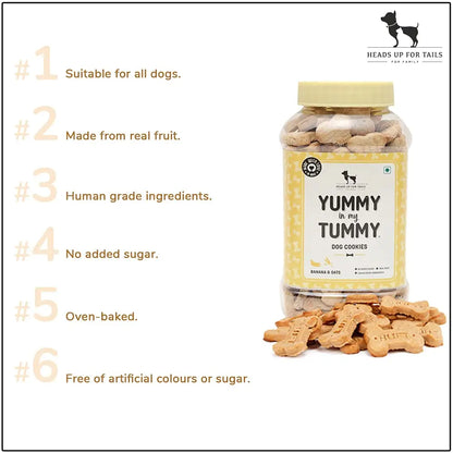 HUFT Heads Up For Tails Yummy In My Tummy Banana & Oats Vegetarian Dog Biscuits 320 Gram, For Babys HUFT