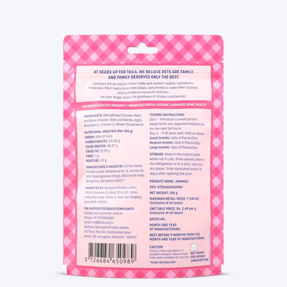 HUFT Jammies - Chicken Filled with Strawberry Jam Dog Treats - 100g | Dog Treats for Puppy & Adult | Training Treats for Small Dogs | Tasty & Healthy Pet Snacks Heads Up For Tails