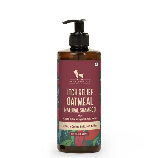 HUFT Natural Dog Shampoo with Oatmeal & Aloe Vera | Apple Cider Vinegar for Itch Relief & Coat Care | Best for Labrador, German Shepherd, Golden Retriever, All breeds - 500ml Heads Up For Tails