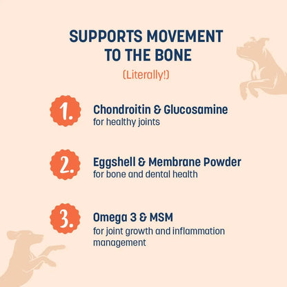HUFT Sara's Boosters Bone & Joint Mobility Dog Supplement - 300gm | Bone Strength & Gut Health | Promotes Flexibility | Multi-Nutrients | Healthy & Everyday Supplement | All Life Stages | All Breeds Heads Up For Tails