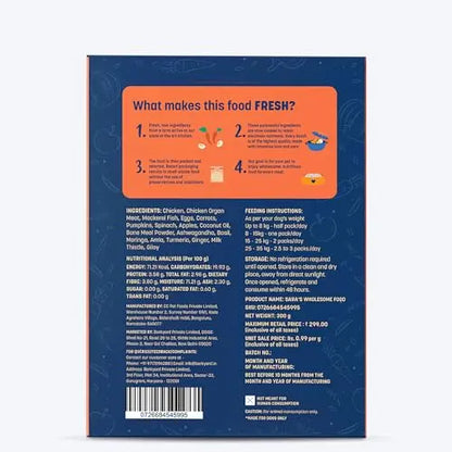 HUFT Sara's Wholesome Grain Free Chicken & Veggies Dog Food | Human Grade Ingredients | Gluten Free | Balanced Meal | Suitable for Adults & Puppies - 300 gm Heads Up For Tails