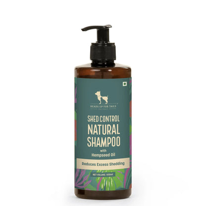 HUFT Shed Control Natural Shampoo for Dogs (Over 12 Weeks) - Hempseed Oil - 500ml | Pet Shampoo for Shedding Control | Best for Labrador, Pomeranian & German Shepherd | for All Breeds Heads Up For Tails