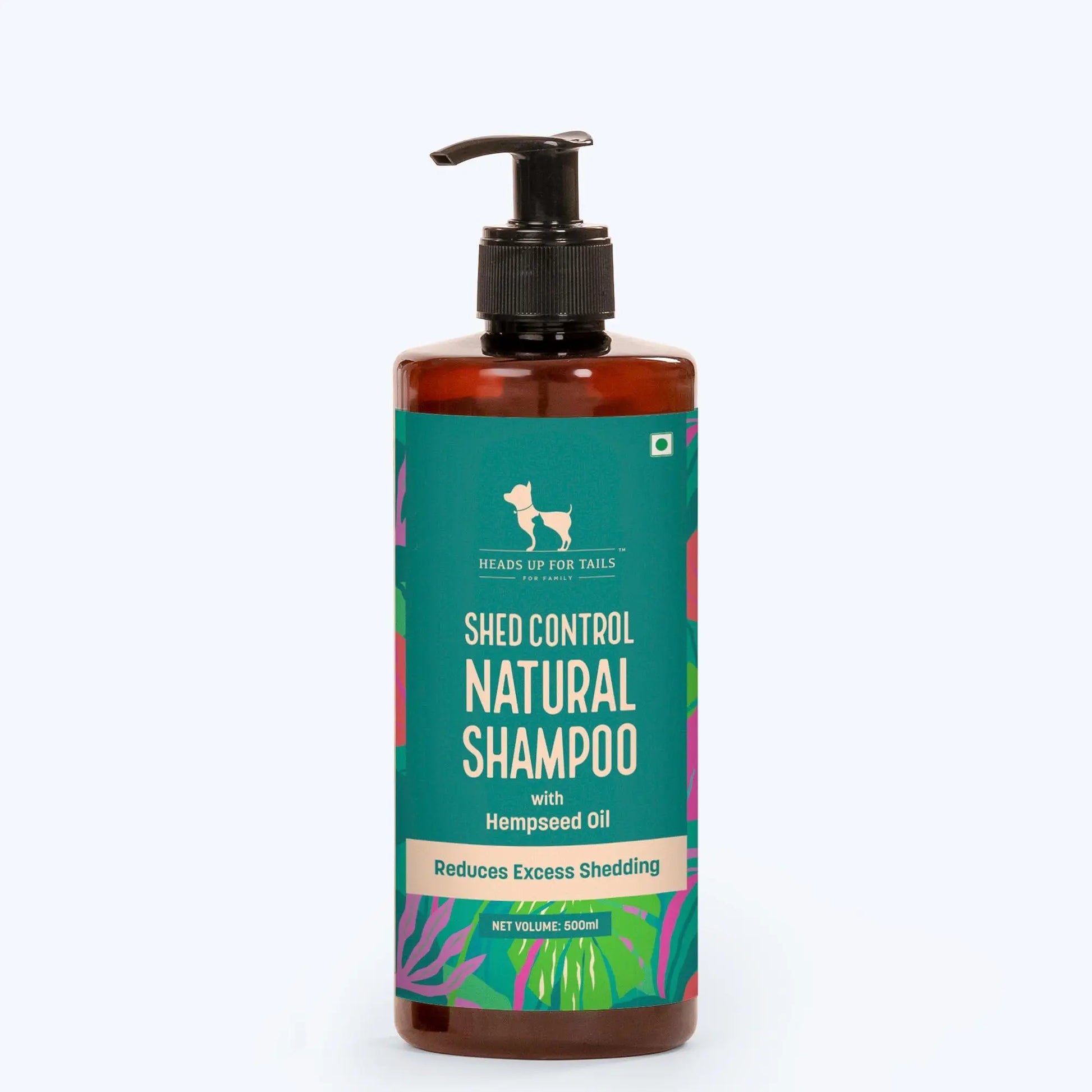 HUFT Shed Control Natural Shampoo for Dogs (Over 12 Weeks) - Hempseed Oil - 500ml | Pet Shampoo for Shedding Control | Best for Labrador, Pomeranian & German Shepherd | for All Breeds Heads Up For Tails